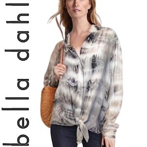 Bella Dahl.REVOLVE.EUC.Gorgeous “Ryan” Long-Sleeve tie dye blouse. Grey/Ivory. M